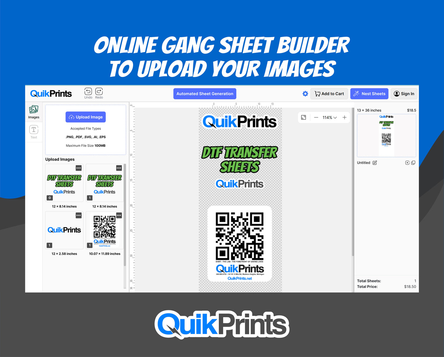 DTF Gang Sheet by Size