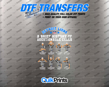 Detroit Lions Questionable Calls (White Text)