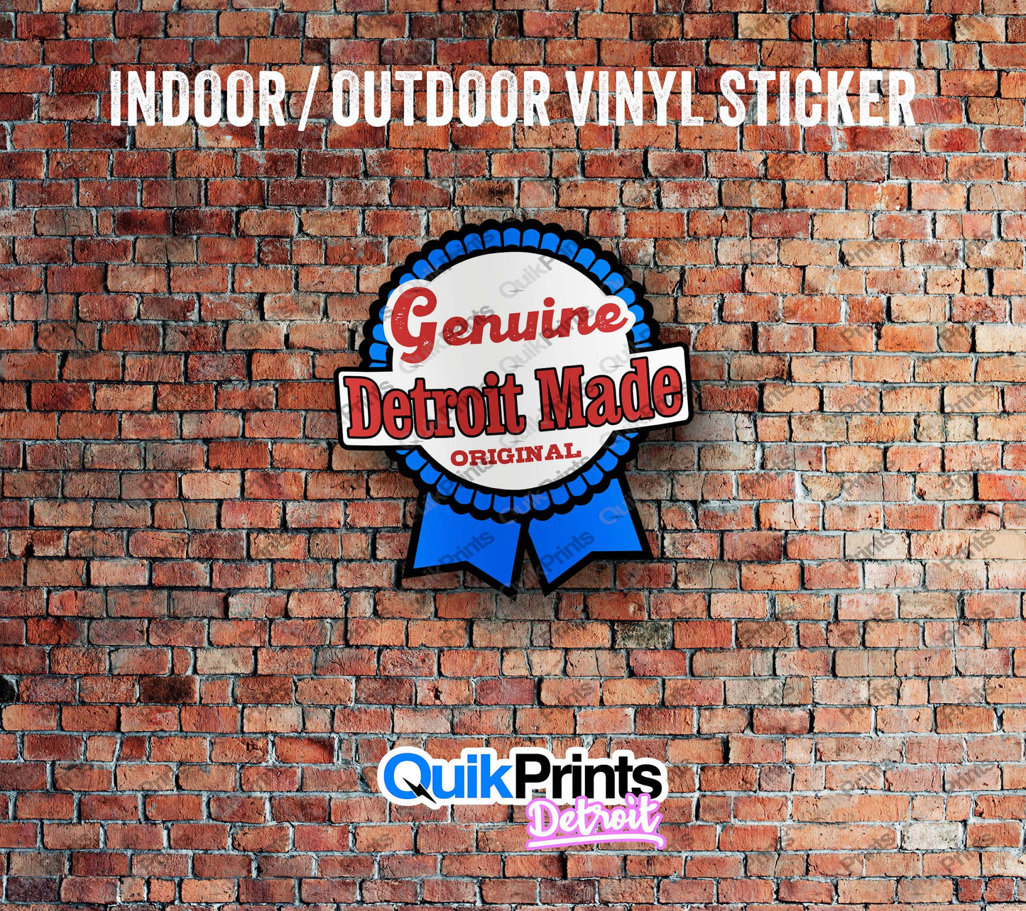 Detroit Made Blue Ribbon Sticker