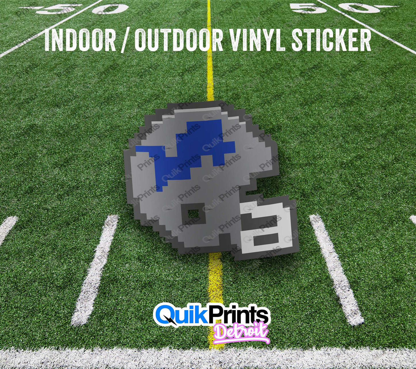 Detroit Tecmo Helmet Sticker